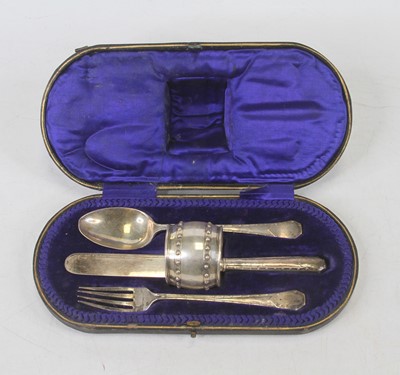 Lot 298 - An Edwardian silver four piece christening set...