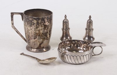 Lot 299 - A French silver plated tastevin together with...