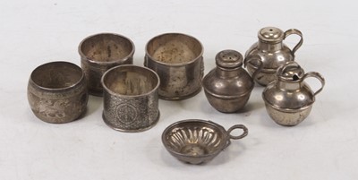 Lot 308 - Various silver and white metal  napkin rings...