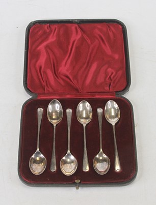 Lot 311 - A cased set of six silver coffee spoons,...