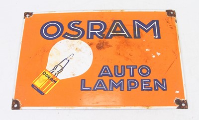 Lot 480 - An enamel advertising sign for Osram Auto...