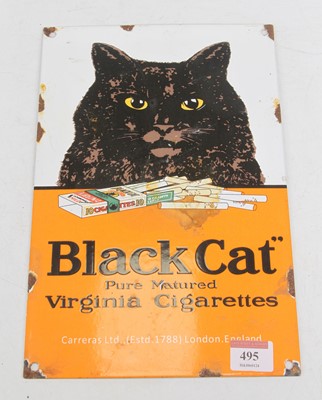 Lot 495 - An enamel advertising sign for Black Cat...