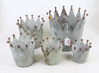 Lot 446 - A set of five graduated metal planters, each...