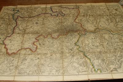 Lot 468 - A canvas backed map of the Environs of London...