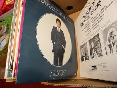 Lot 565 - A tray of vintage vinyl LPs and records, to...