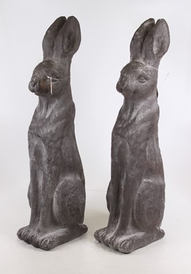 Lot 441 - A pair of composition seated rabbits, h.56cm