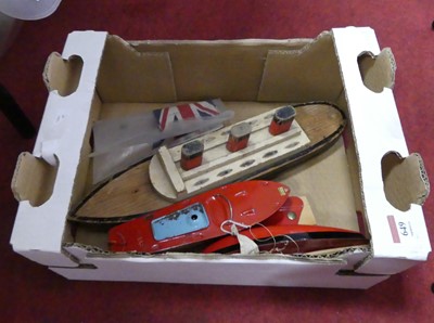 Lot 649 - A collection of tin plate and wooden ship...