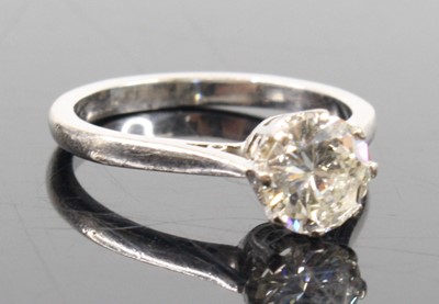 Lot 1270 - A white metal diamond solitaire ring,...