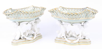 Lot 1110 - A pair of Minton porcelain celadon and white...