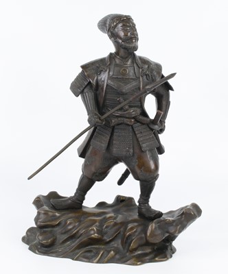 Lot 1436 - A Japanese bronze okimono of a warrior...