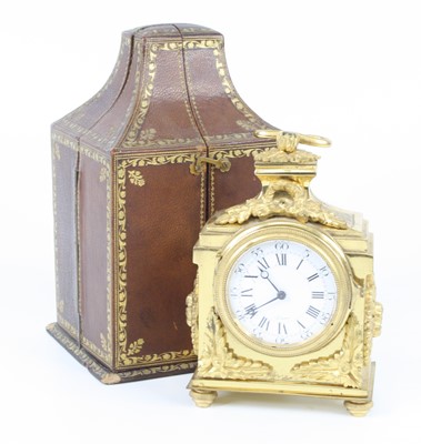 Lot 1511 - A French gilt bronze carriage clock in the...