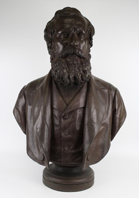 Lot 1380 - A 20th century bronze pedestal bust, incised...