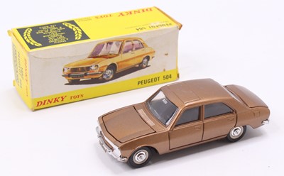 Lot 1184 - French Dinky Toys No.1452 Peugeot 504, bronze...