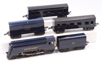 Lot 205 - Robilt streamlined loco, tender & coaches. All...