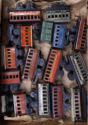 Lot 241 - Tray of 17 small 4-wheel coaches, some Brimtoy,...