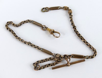 Lot 2506 - A yellow metal Albert chain with alternating...