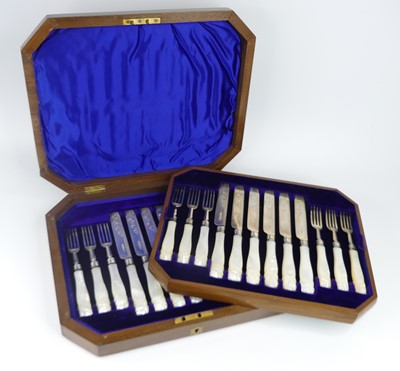 Lot 1186 - A cased set of late Victorian silver and...