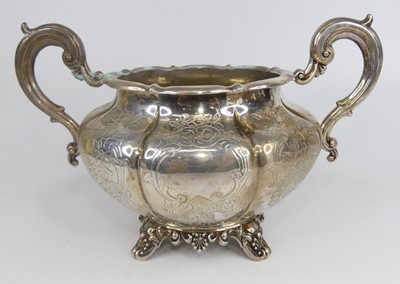 Lot 1181 - A Victorian silver twin handled sugar bowl, of...