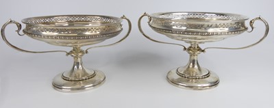 Lot 1194 - A pair of Edwardian silver twin handled...