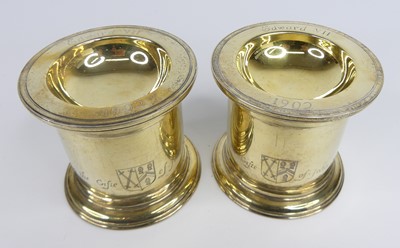 Lot 1200 - A pair of Edwardian silver-gilt Jacobean...