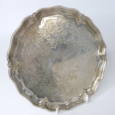 Lot 1182 - A Victorian silver salver, of shaped circular...