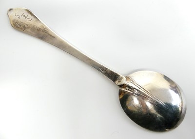 Lot 1133 - A Queen Anne silver dog-nose spoon, having...