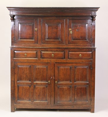 Lot 1535 - A late 17th century joined oak court cupboard...