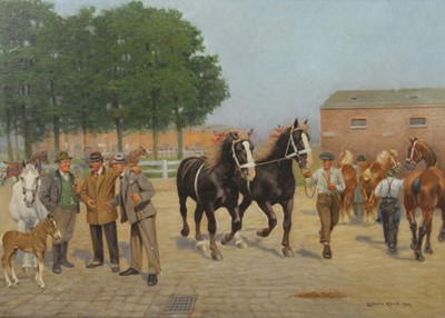 Lot 1488 - Ludwig Koch (1866-1934) - The horse-fair, oil...