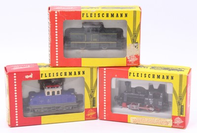 Lot 492 - Three Fleischmann H0 4-wheeled locomotives:...