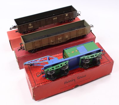 Lot 330 - Three Hornby bogie wagons: 1933-6 Breakdown...