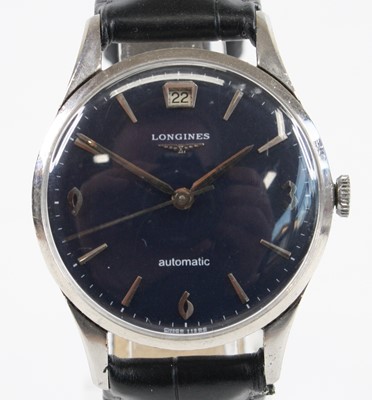 Lot 1346 - A gent's Longines steel cased automatic...