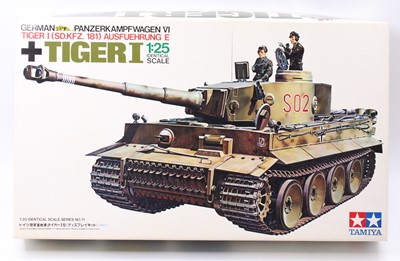 Lot 1630 - Tamiya 1/25th scale German Tiger 1 Tank, as...