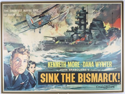 Lot 775 - Sink The Bismarck!, 1960 UK quad film poster,...