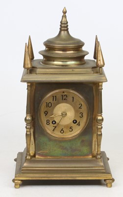 Lot 1 - A 19th century brass eight-day mantel clock,...