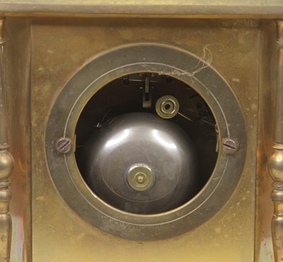 Lot 1 - A 19th century brass eight-day mantel clock,...