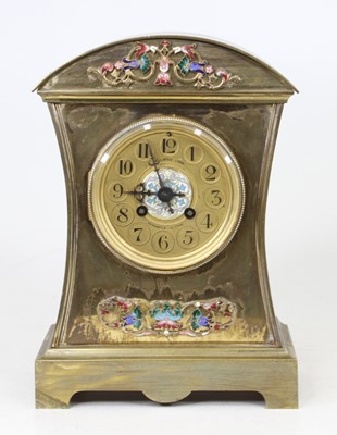 Lot 3 - A 19th century brass eight-day mantel clock,...