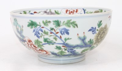 Lot 217 - A Chinese porcelain bowl, enamel decorated...
