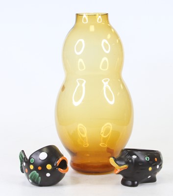 Lot 51 - A 20th century amber glass vase, of double...