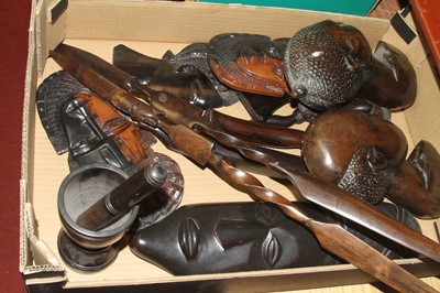 Lot 76 - A collection of African hardwood carvings