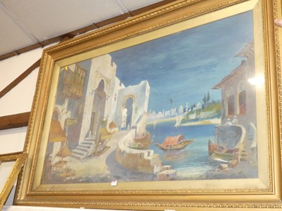 Lot 1025 - J Clark - North African scene, oil on canvas,...