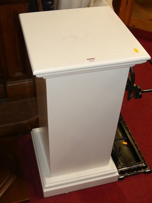 Lot 1117 - A white painted contemporary square pedestal...