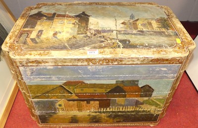 Lot 1071 - A continental papier-mache four section box, w....