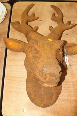 Lot 115 - A rusted cast iron model of a stag's head, h.60cm