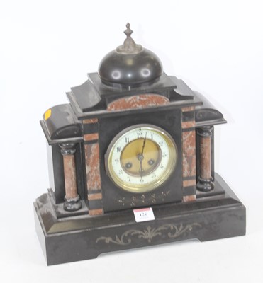 Lot 126 - A 19th century black slate and rouge marble...