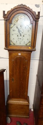 Lot 1177 - A circa 1800 provincial oak longcase clock,...