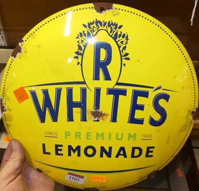 Lot 1103 - A convex enamel advertising sign for Whites...