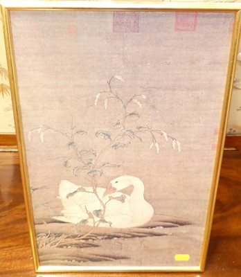 Lot 1107 - A reproduction Chinese print - white goose and...