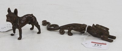 Lot 197 - A bronzed metal figure of a French bulldog,...