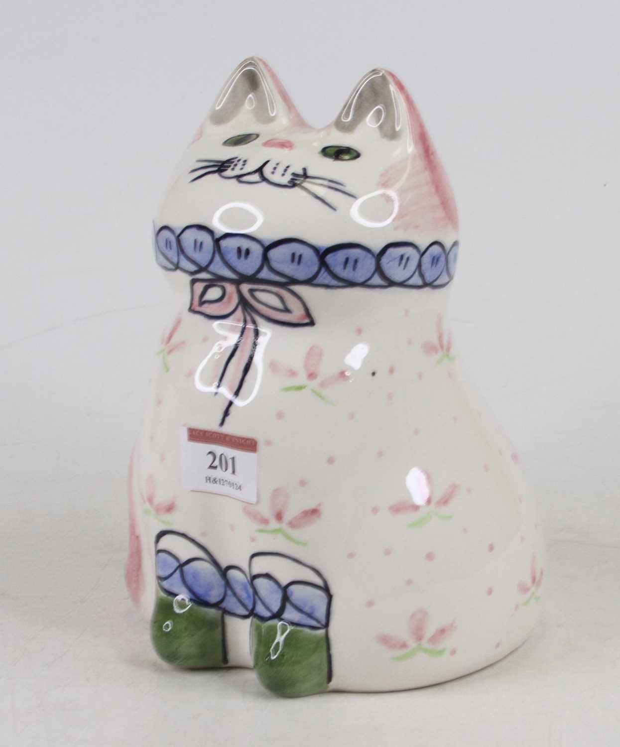Lot 201 - A Jan De Bethell hand painted pottery cat,...