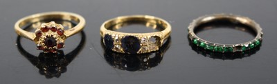 Lot 293 - A modern 9ct gold, sapphire and ruby flower...